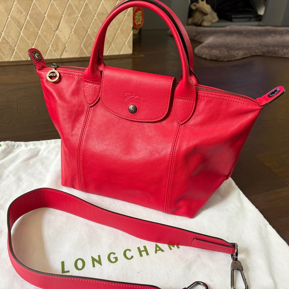 Longchamp Le Pliage Leather (made in France) -New & Authentic